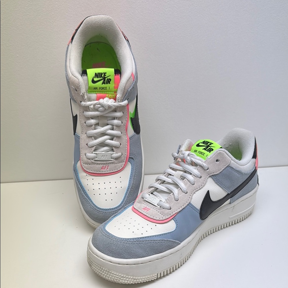 Nike Air Force 1 Shadow White and Blue Sneakers “Sail” Retro Modern Style